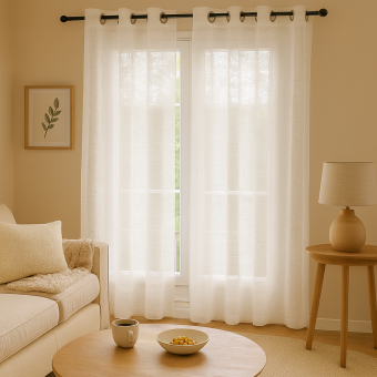 Voilage macramé neige blanc Annecy 140x250cm