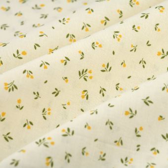 Tissu cretonne mini tulipe jaune