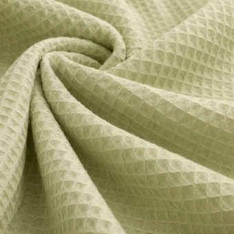 Tissu éponge Nid d'Abeille vert amande