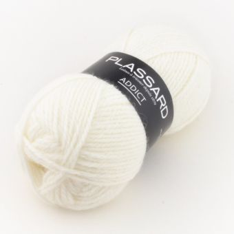 Pelote de fil à tricoter Addict blanc - Plassard