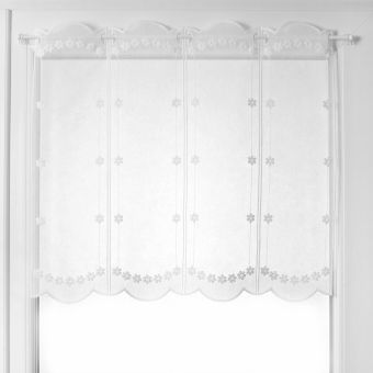 Voilage brise-bise brodé petites fleurs 90 cm 