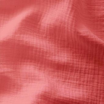 Tissu double gaze coton bio rose corail