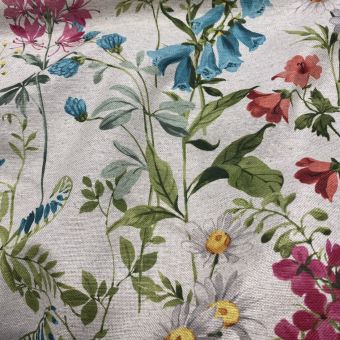 Toile coton lin herbier multico