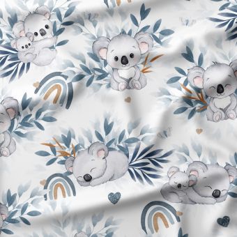 Tissu French Terry koala bleu par mètre – toile premium