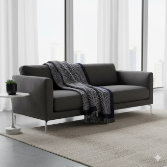 Plaid chevrons bleu marine 125 x 150 cm