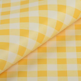 Tissu toile cirée vichy jaune