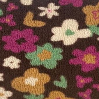Tissu sherpa douce fleur rétro multico marron