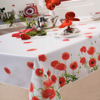 Tissu toile cirée red poppy place