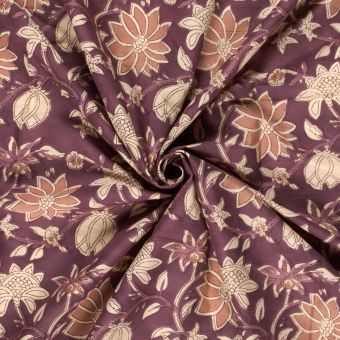 Tissu voile de coton Indien floral violet