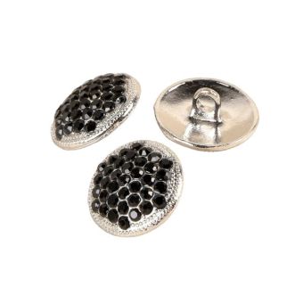 Lot de 6 boutons strass noir 17mm