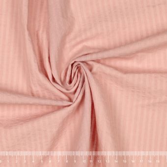 Tissu seersucker rayure ton sur ton vieux rose