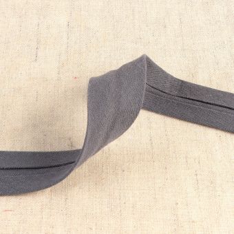 Biais double gaze uni gris foncé 27mm