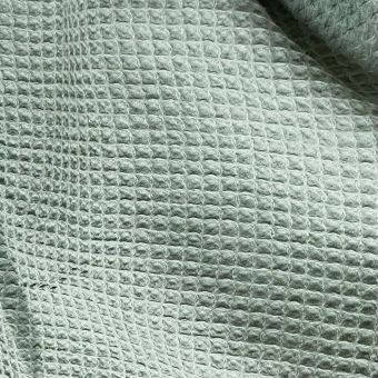 Tissu éponge nid d'abeille coton bio vert d'eau