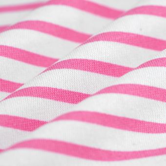 Tissu French terry marinière  rose