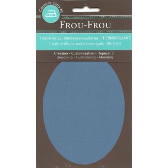Thermocollant genou/coude 8x12,1cm uni bleu gris
