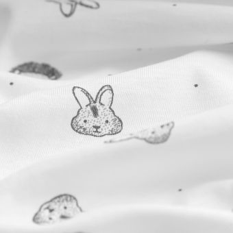 Tissu jersey coton animaux forêt gris écru