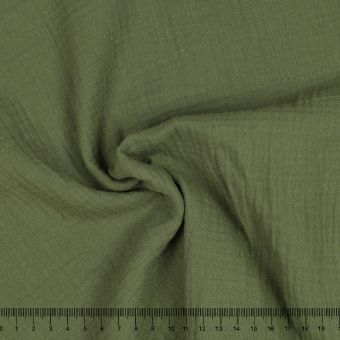 Tissu double gaze bio vert kaki