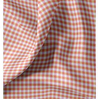 Tissu cretonne imprimé vichy rose rouge