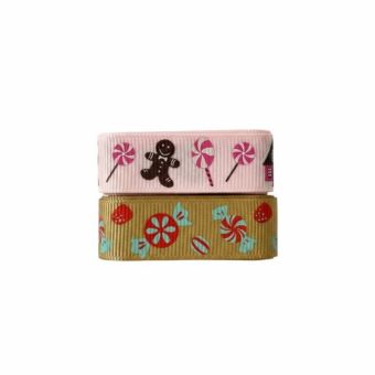 Lot de 2 rubans de Noël rose et bronze 16mmx1m