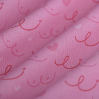 Tissu coton seins en cœur rose