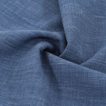 Toile chinée lin mélangé stretch bleu jean - Origine France