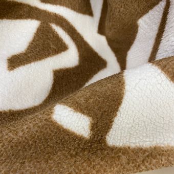 Tissu sherpa motif géo beige et écru