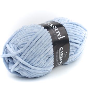 Pelote de fil à tricoter Caresse bleu clair 100m - Plassard