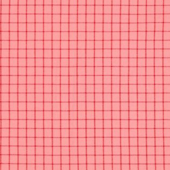 Tissu coton carreaux d'école rose et rouge