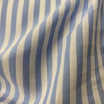 Toile tissé teint polycoton recyclé rayures 5mm bleu moyen