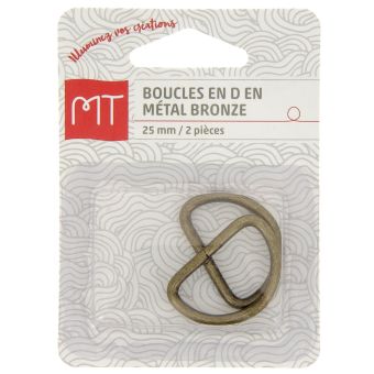 Boucle demi anneau en métal 25 mm 2 pcs bronze