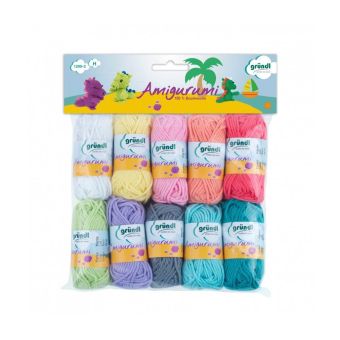 Lot de 10 mini-pelotes Amigurumi 10g Printemps - Grundl - certifié Oeko-Tex