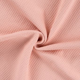 Tissu éponge nid d'abeille verso bouclette uni rose