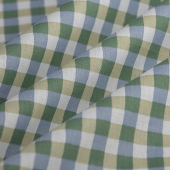 Tissu cretonne vichy Kavia vert bleu