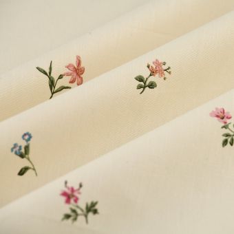 Tissu popeline coton fleur des champs écru