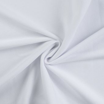 Maille jersey coton tubulaire côtelée unie blanc 95 cm