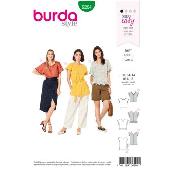 Patron Burda 6204 T-shirt blouse femme réversible - du 36 au 46