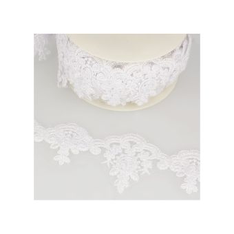 Bobine 13,5m Broderie brillante Blanc 95 mm