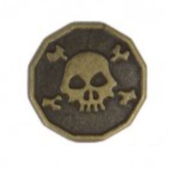 Bouton tête de mort or antique 20mm
