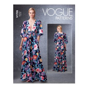 Patron Vogue 1735Y robe longue, décolleté plongeant du 34 au 42