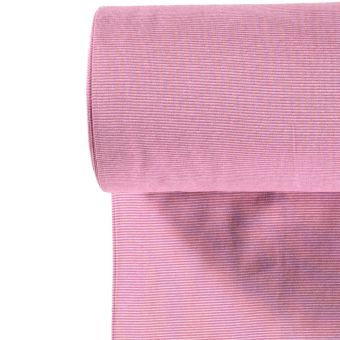 Bord côte tubulaire coton mini rayures rose