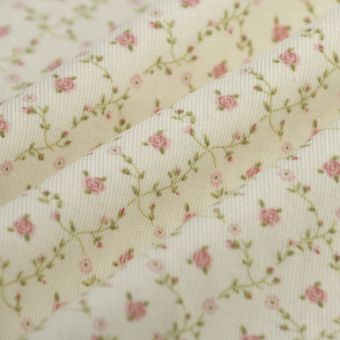 Tissu velours milleraie coton losange fleuri écru