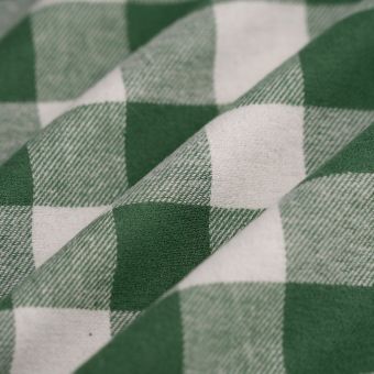 Tissu twill brossé carreaux XL vert écru