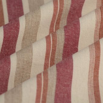 Tissu torchon tissé teint rayures rose terracotta