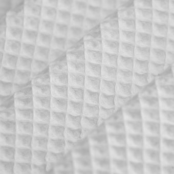Tissu éponge nid d'abeille blanc