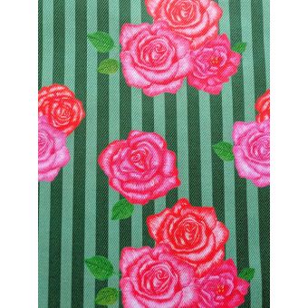 Gabardine/Rose Garden/Rayures vertes