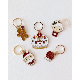 Lot de 5 anneaux marqueurs de maille Noël  - Hello Kim