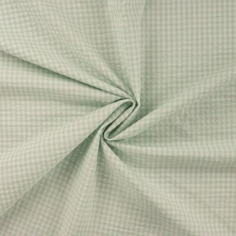 Tissu seersucker imprimé petit vichy vert