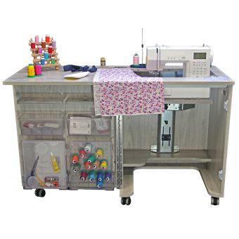 Table de couture : "Compact" : couleur chêne gris : 60x49.5x76 cm