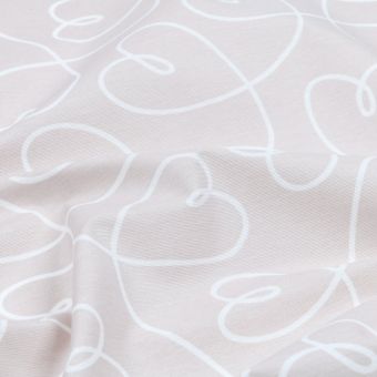 Tissu bachette enduit nappage imprimé cœur entrelacé beige 