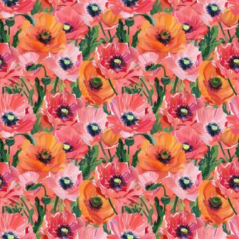 Tissu Impermeable Coquelicots Peinture, coupon 1m x laize (155cm)
